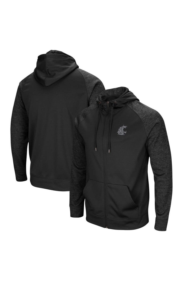 COLOSSEUM Men's Colosseum Black Washington State Cougars Blackout 3.0 Tonal Raglan Full-Zip Hoodie, Main, color, Black