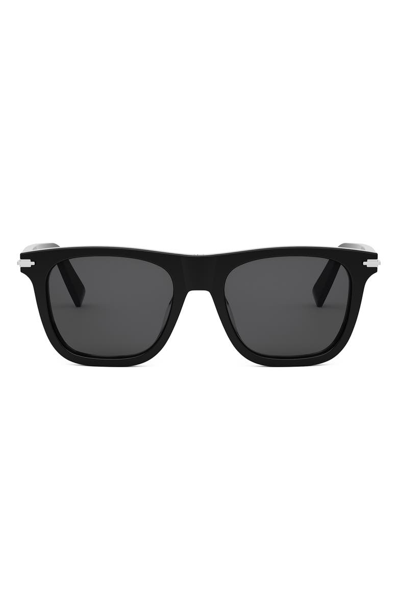 DIOR 'DiorBlackSuit S13I 53mm Geometric Sunglasses, Main, color, Shiny Black / Smoke