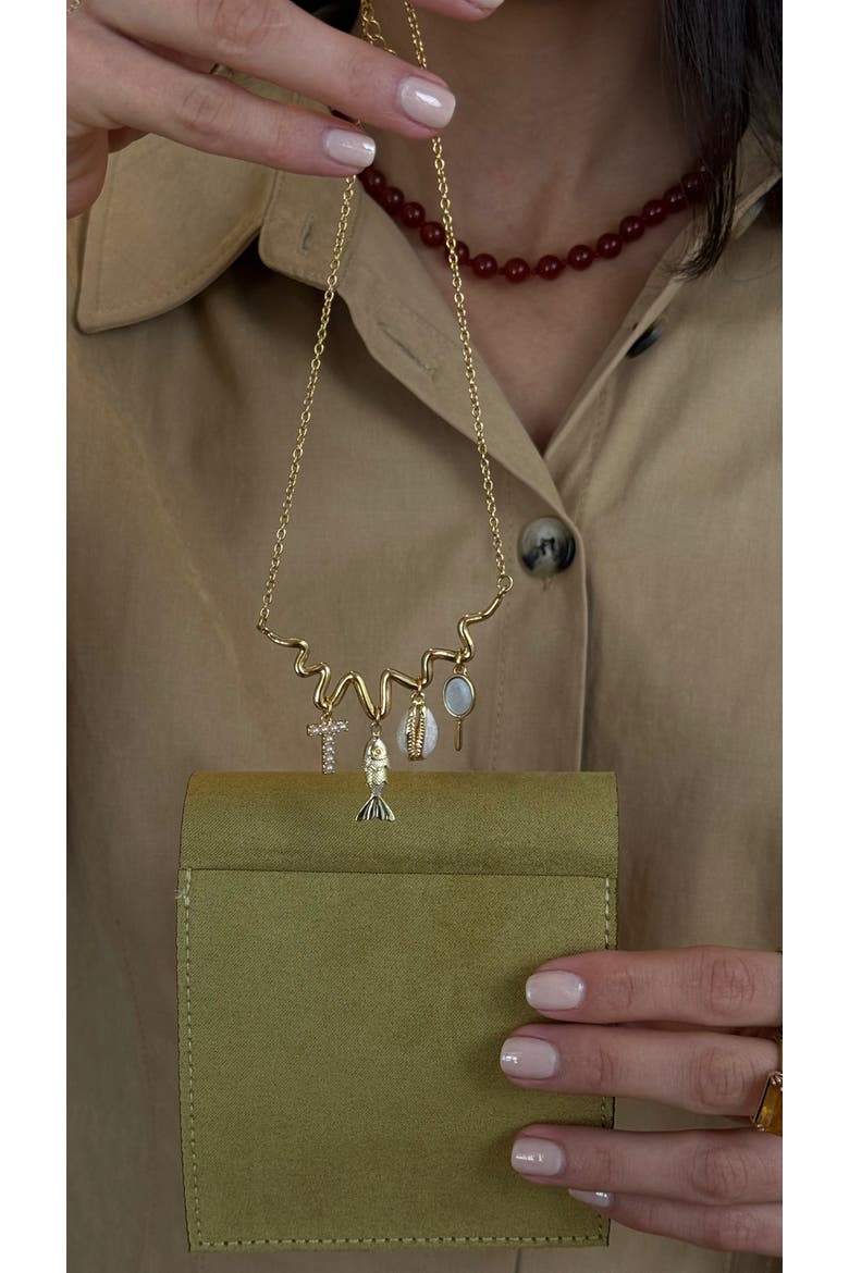 Contour Charm Necklace, Alternate, color, Gold