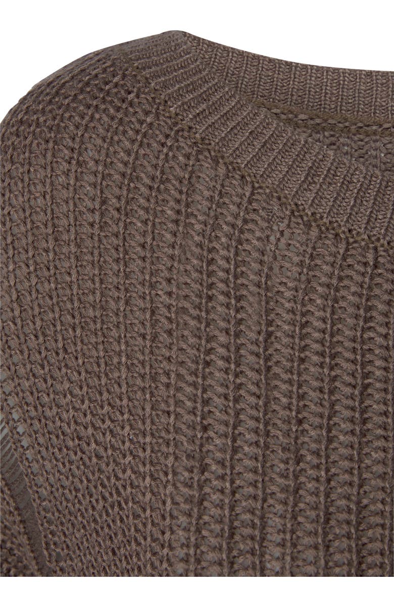 Knitted Long Sleeve Sweater, Alternate, color, Brown