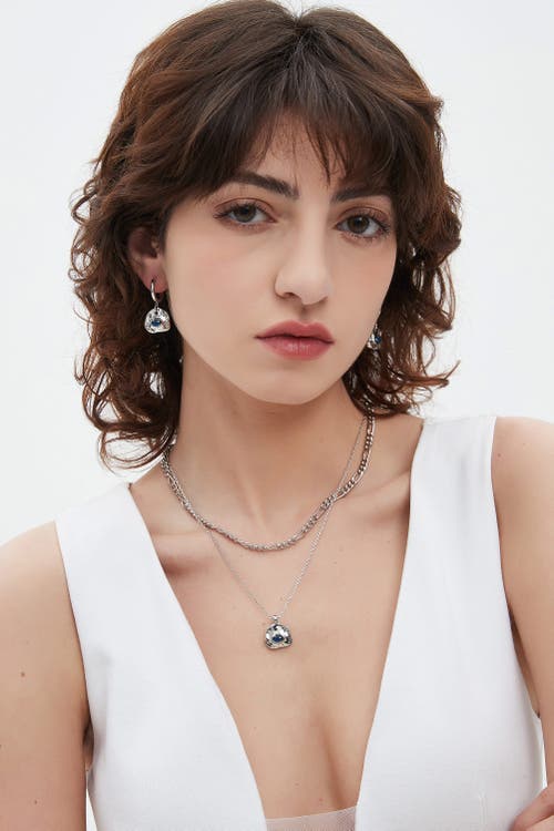 Classicharms Aria Gemstone Hoop Drop Earrings In Silver