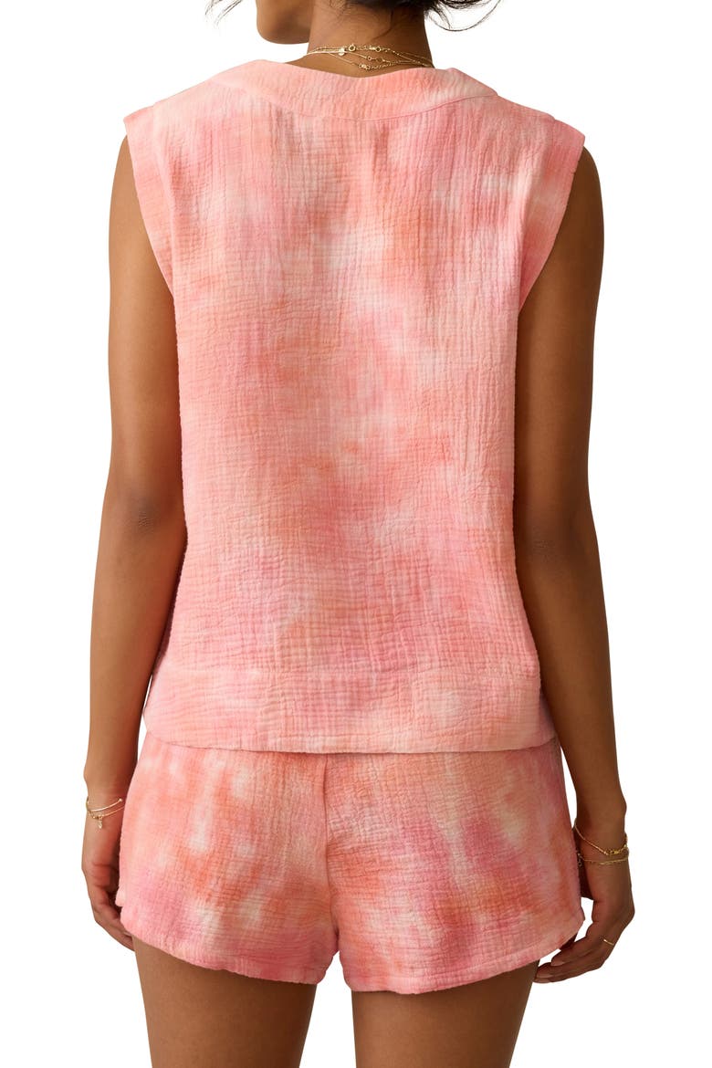 Dune Sleeveless Organic Cotton Gauze Popover Top, Alternate, color, CORAL SKIES TIE DYE