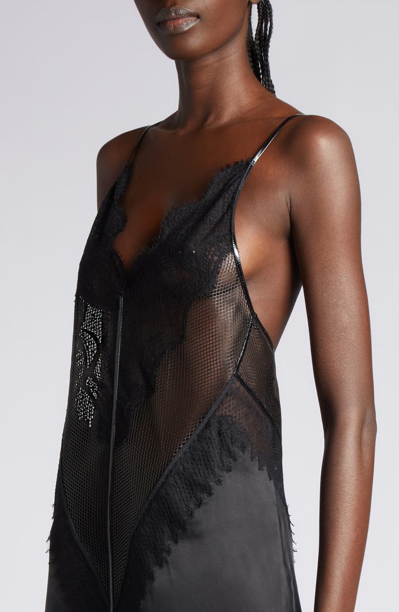 TOM FORD Enverse Satin Lace Slipdress, Alternate, color, Black