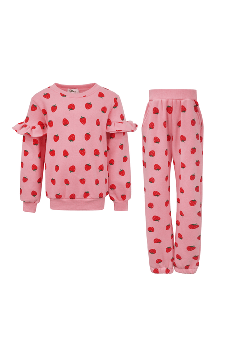 Strawberry Ruffle Joggers Set