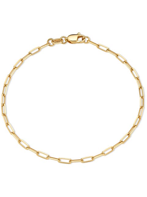 Paperclip Chain Bracelet in 14K Gold, 2.2mm