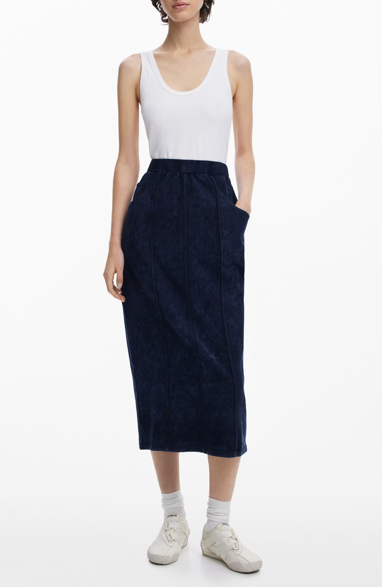 Desigual Midi Tank Dress with Denim Skirt, Main, color, Black