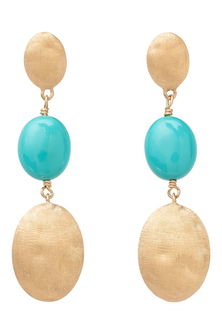 Siviglia Turquoise Drop Earrings, Main, color, 18K YELLOW GOLD