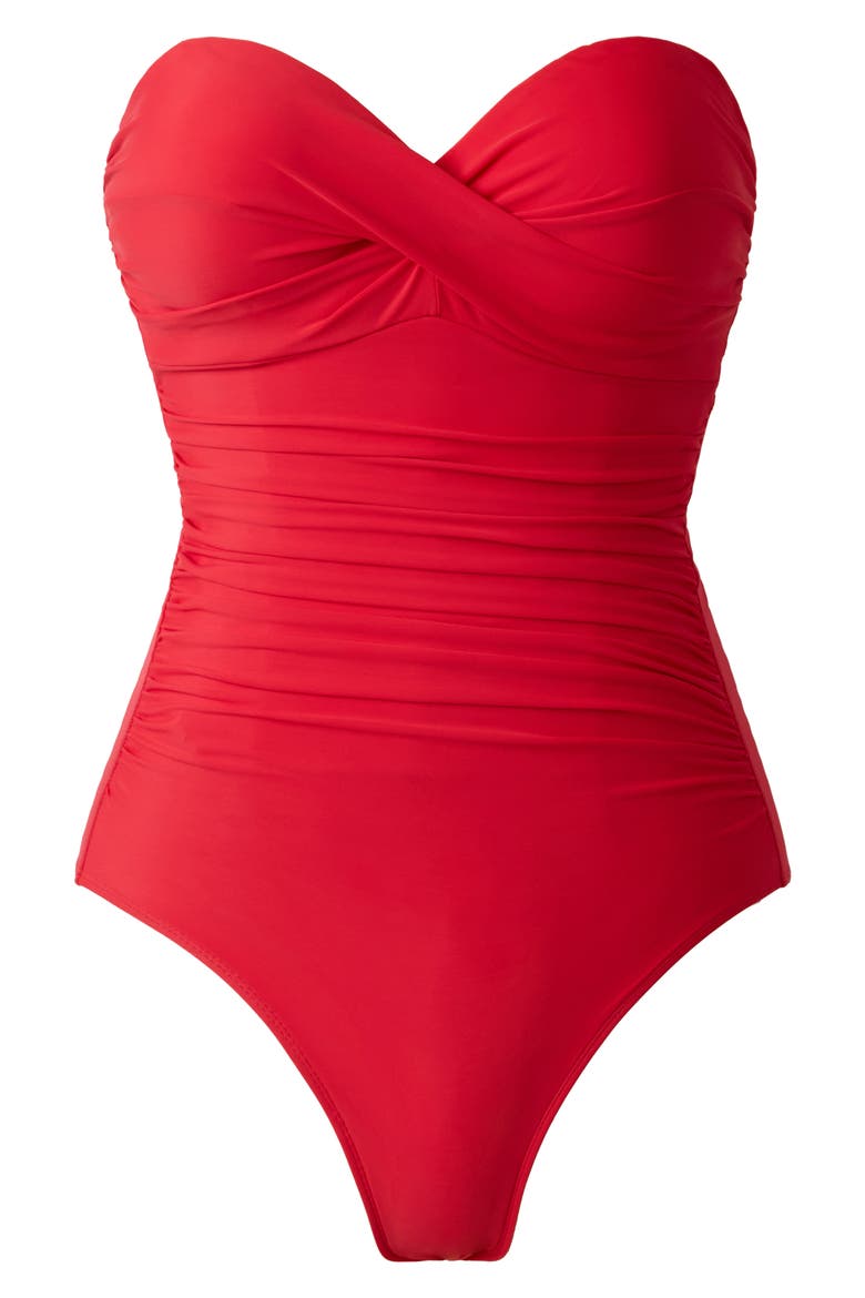 Rock Solid Madrid Bandeau One-Piece Swimsuit, Alternate, color, POPPY