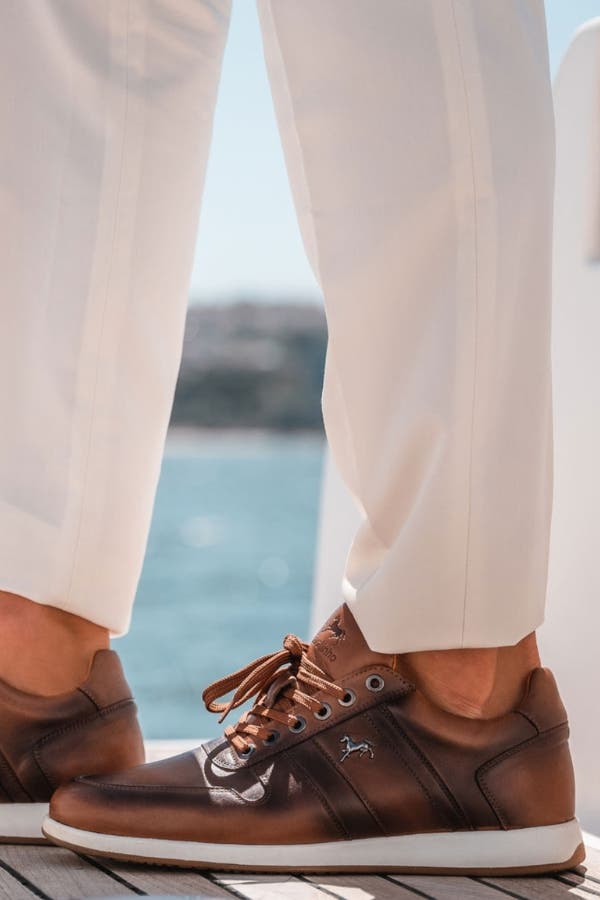 El Estribo Leather Sneakers 107, Alternate, color, Camel Brown