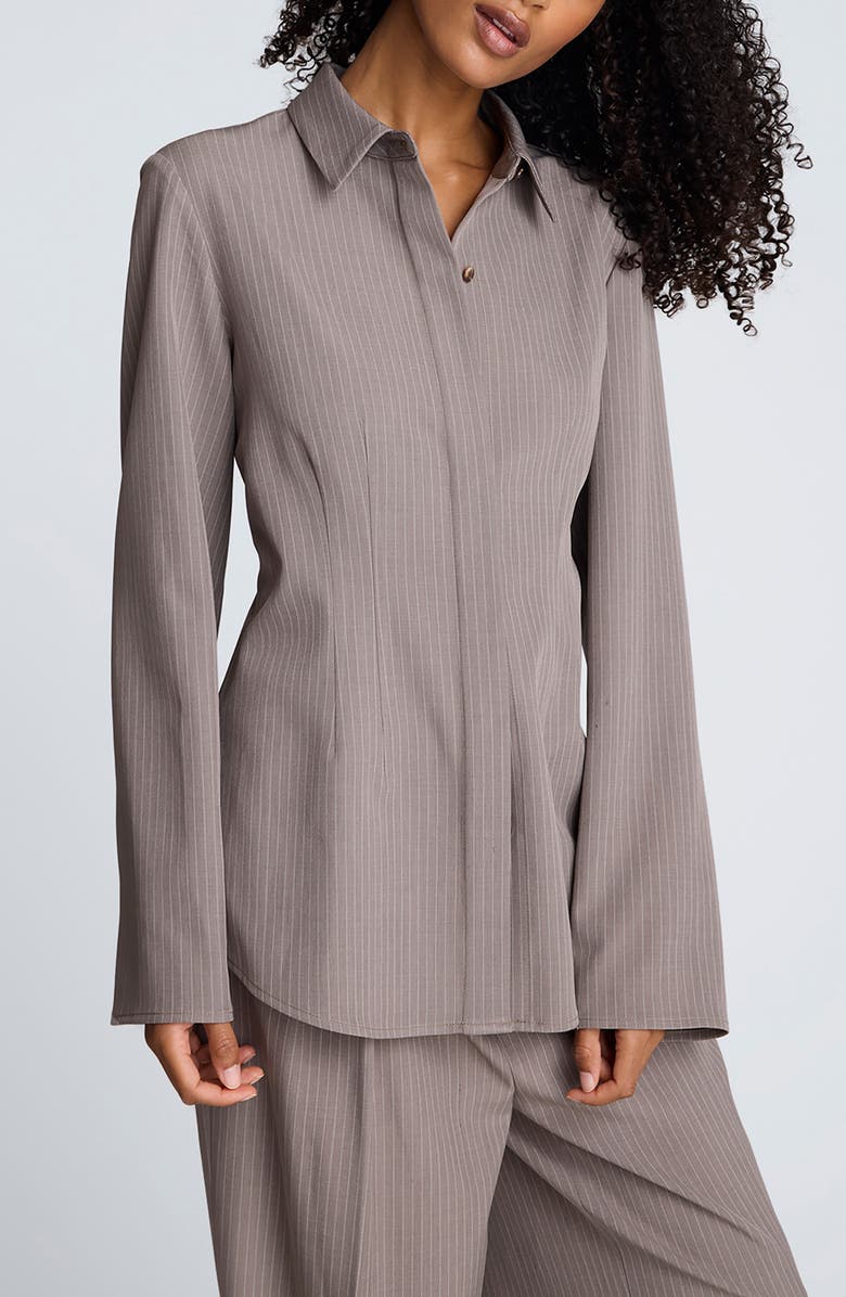 Kenneth Cole Stripe Shirt, Main, color, Brown Sugar Heather