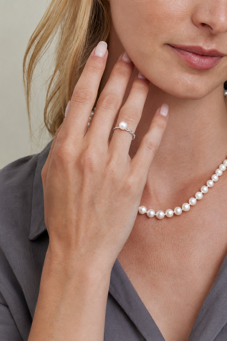 Freshwater Pearl Daphne Ring, Alternate, color, White Gold