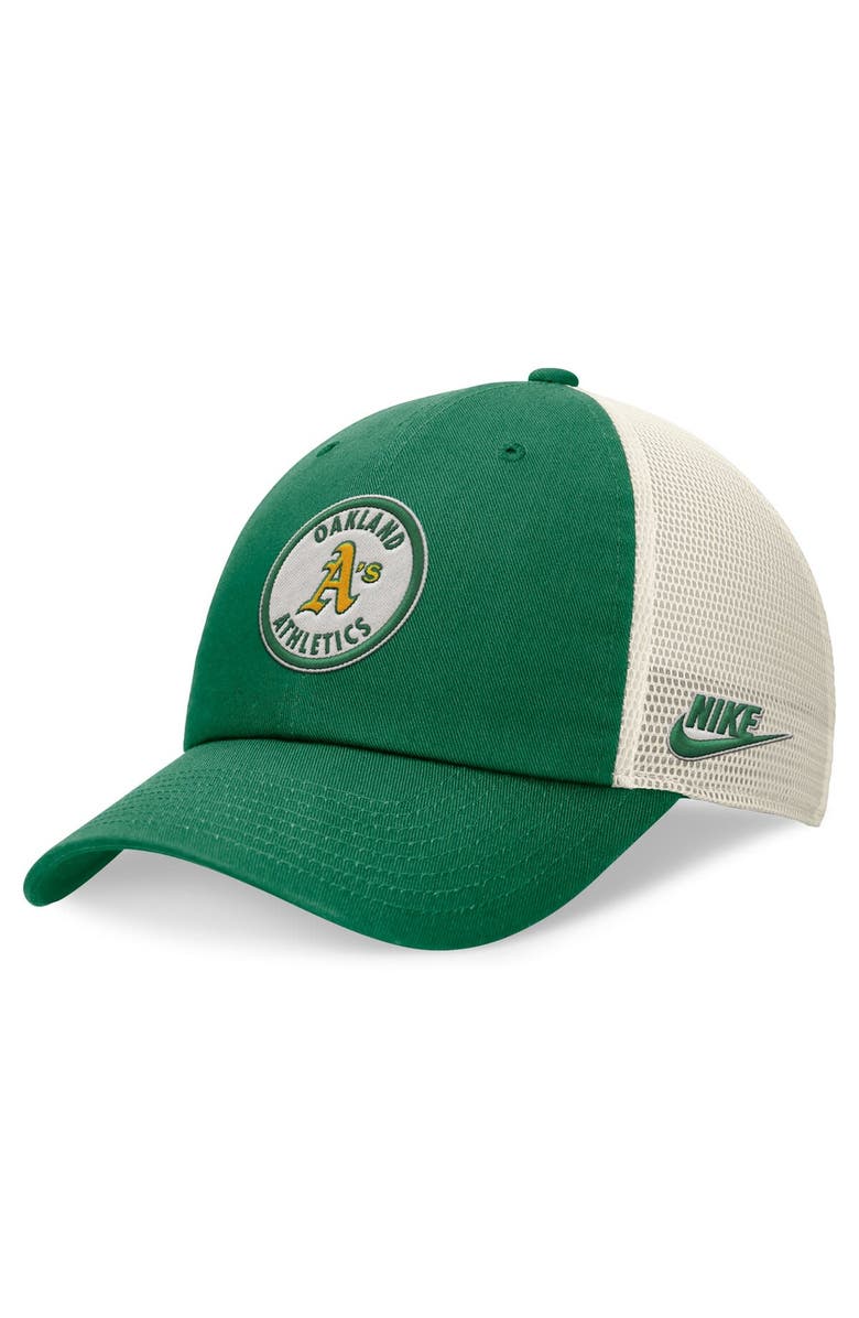 Nike Men's Nike Green Oakland Athletics Cooperstown Collection Rewind Club Trucker Adjustable Hat, Main, color, 