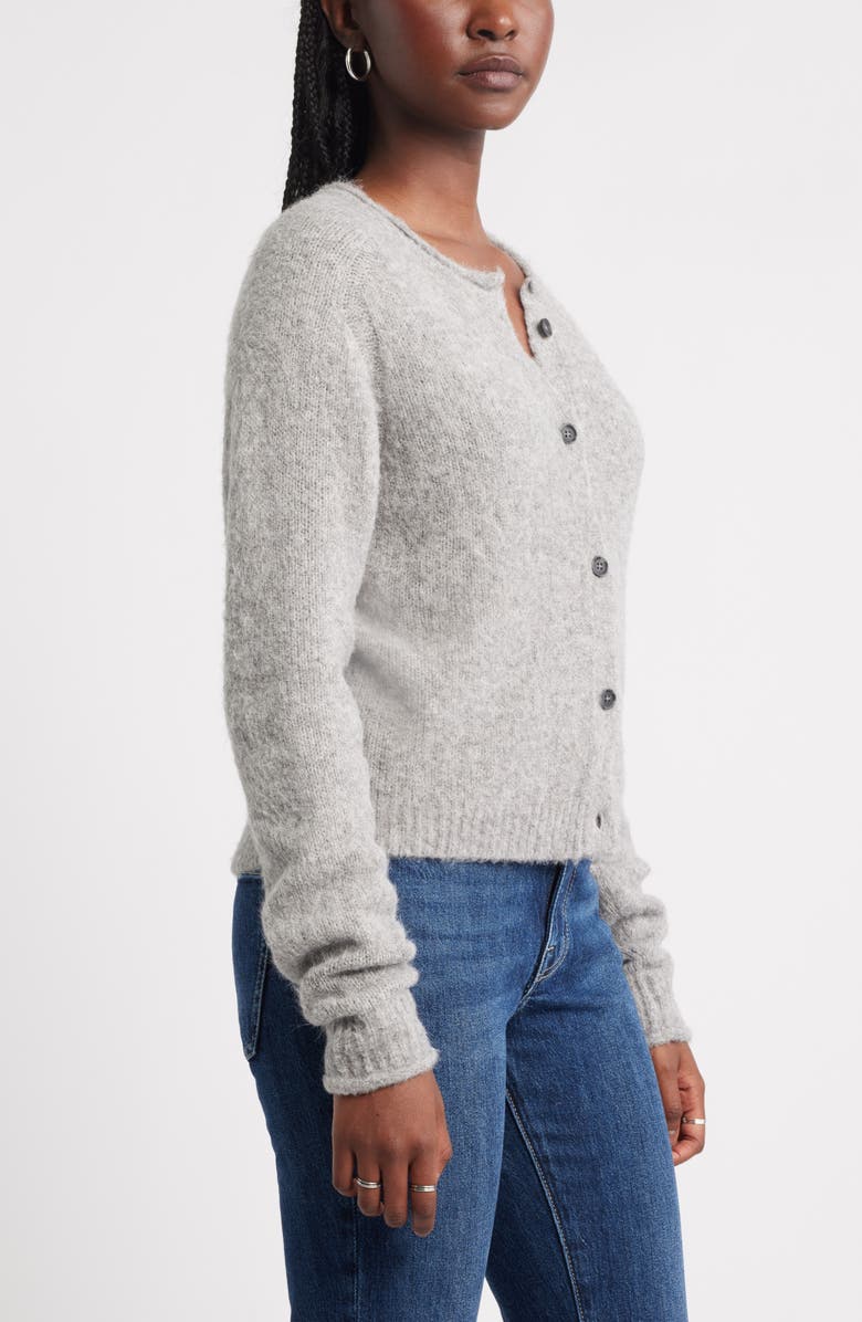 Treasure & Bond Rolled Crewneck Cardigan, Alternate, color, Grey Heather