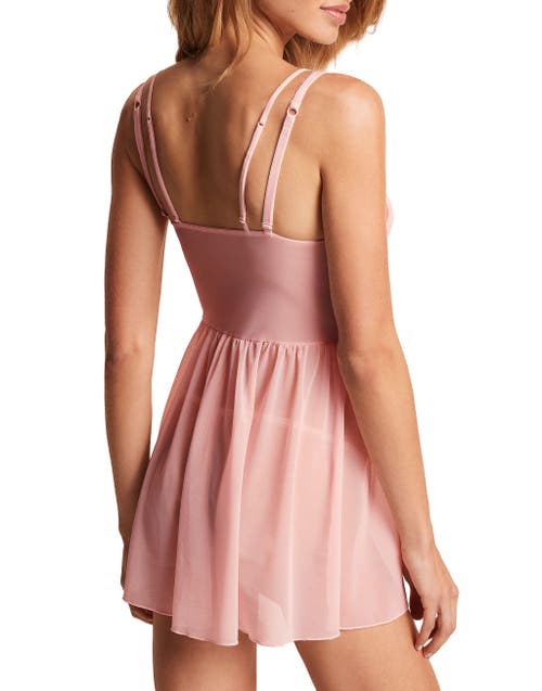 Adore Me Stevie Babydoll & G-string Set Lingerie In Pink