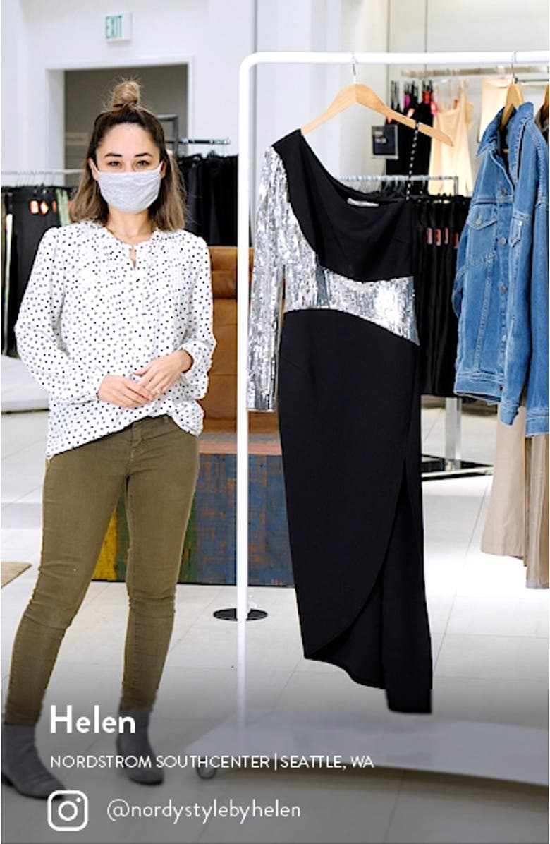 Sequin One-Shoulder Scuba Dress, sales video thumbnail