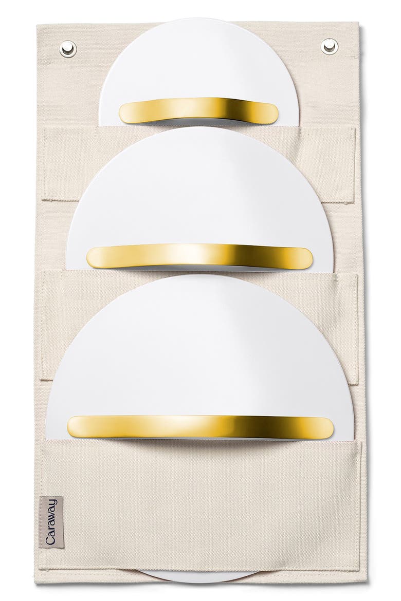 Non-Toxic Ceramic Non-Stick 7-Piece Cookware Set with Lid Storage, Alternate, color, WHITE/ GOLD