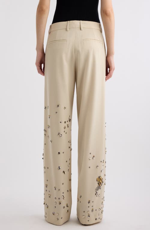 Dries Van Noten Embellished Wool Pants In Cream