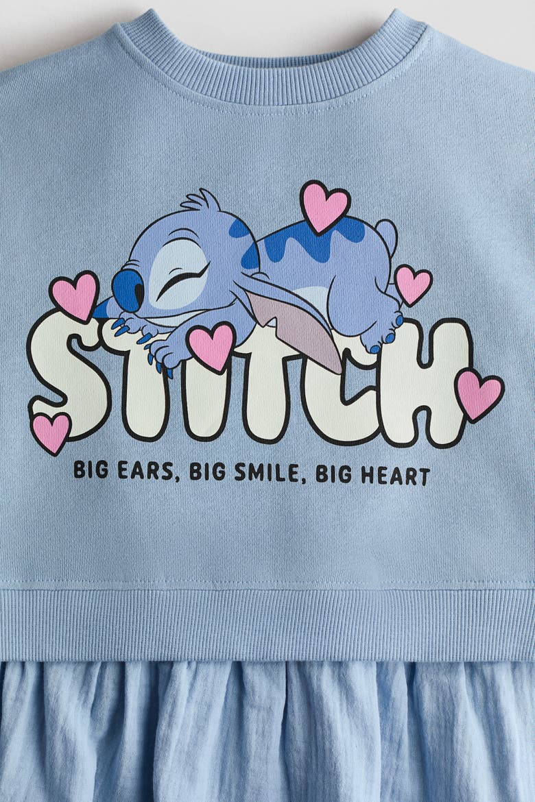 Printed Sweatshirt Dress, Alternate, color, Dusty blue/Lilo & Stitch
