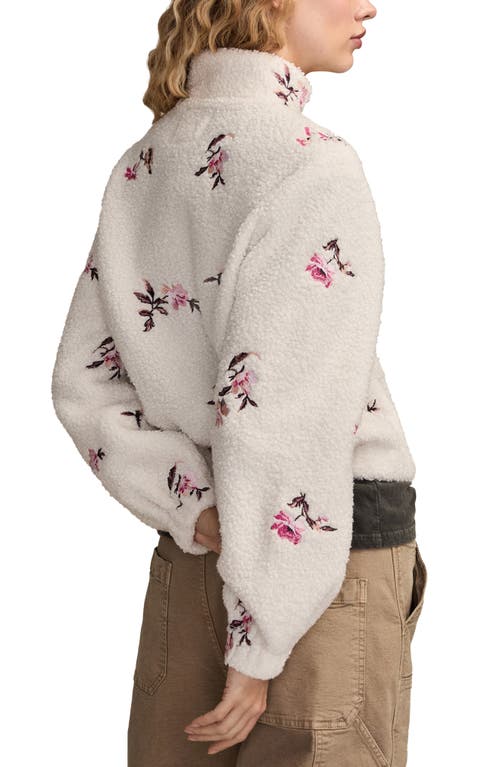 Lucky Brand High Pile Half Zip Top In White