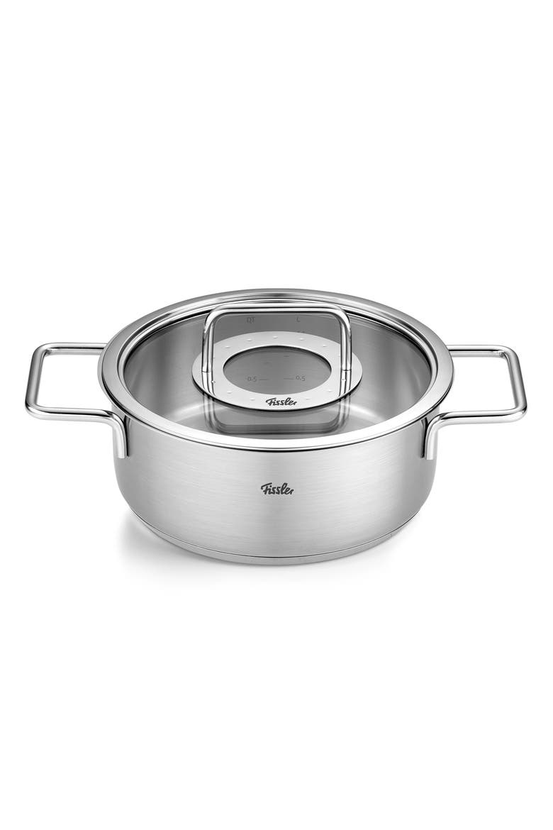 Pure Collection Stainless Steel Rondeau with Glass Lid, Main, color, Stainless Steel