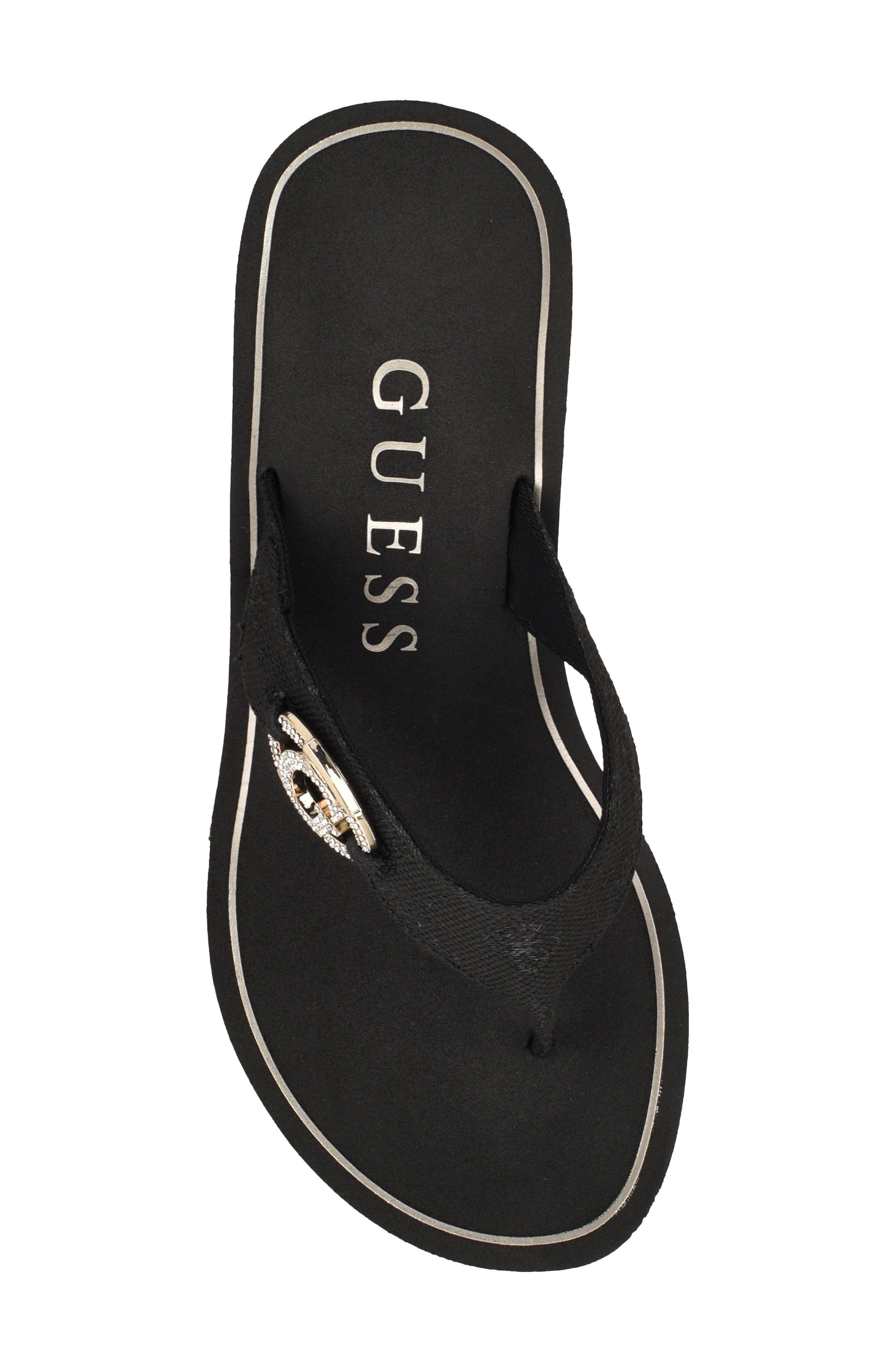GUESS Shai Platform Wedge Flip Flop, Alternate, color, Black