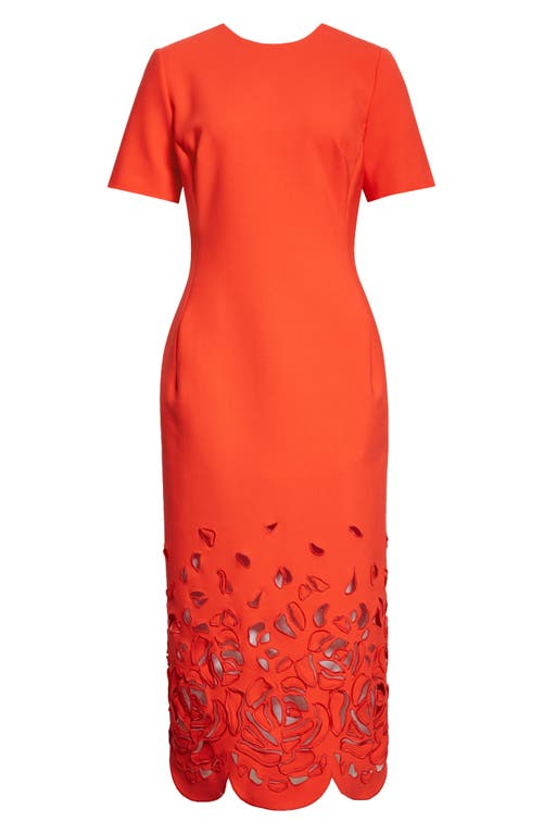 Oscar De La Renta Rose Cutout Stretch-wool Midi Dress In Vermilion