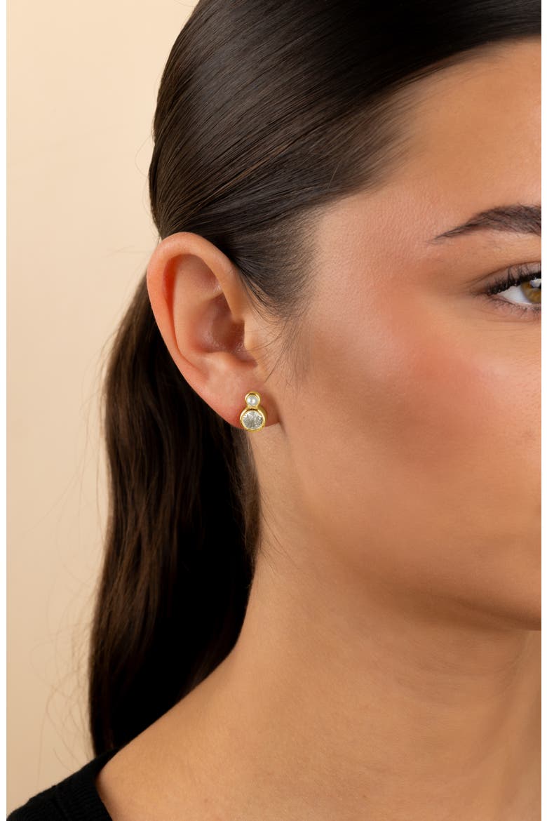 Helga Cultured Pearl & Crystal Stud Earrings, Alternate, color, GOLD