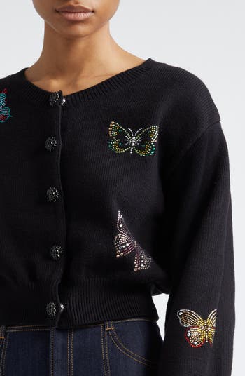 ニット セーター Butterfly Sequin Embroidery Cardigan / バタフライニットカーディガン レディース セール】Butterfly Sequin Embroidery Cardigan / バタフライ