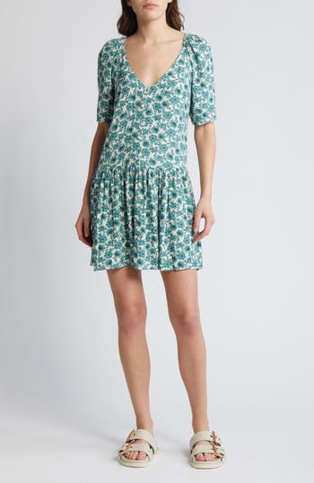 Treasure & Bond Button-up Drop Waist Minidress