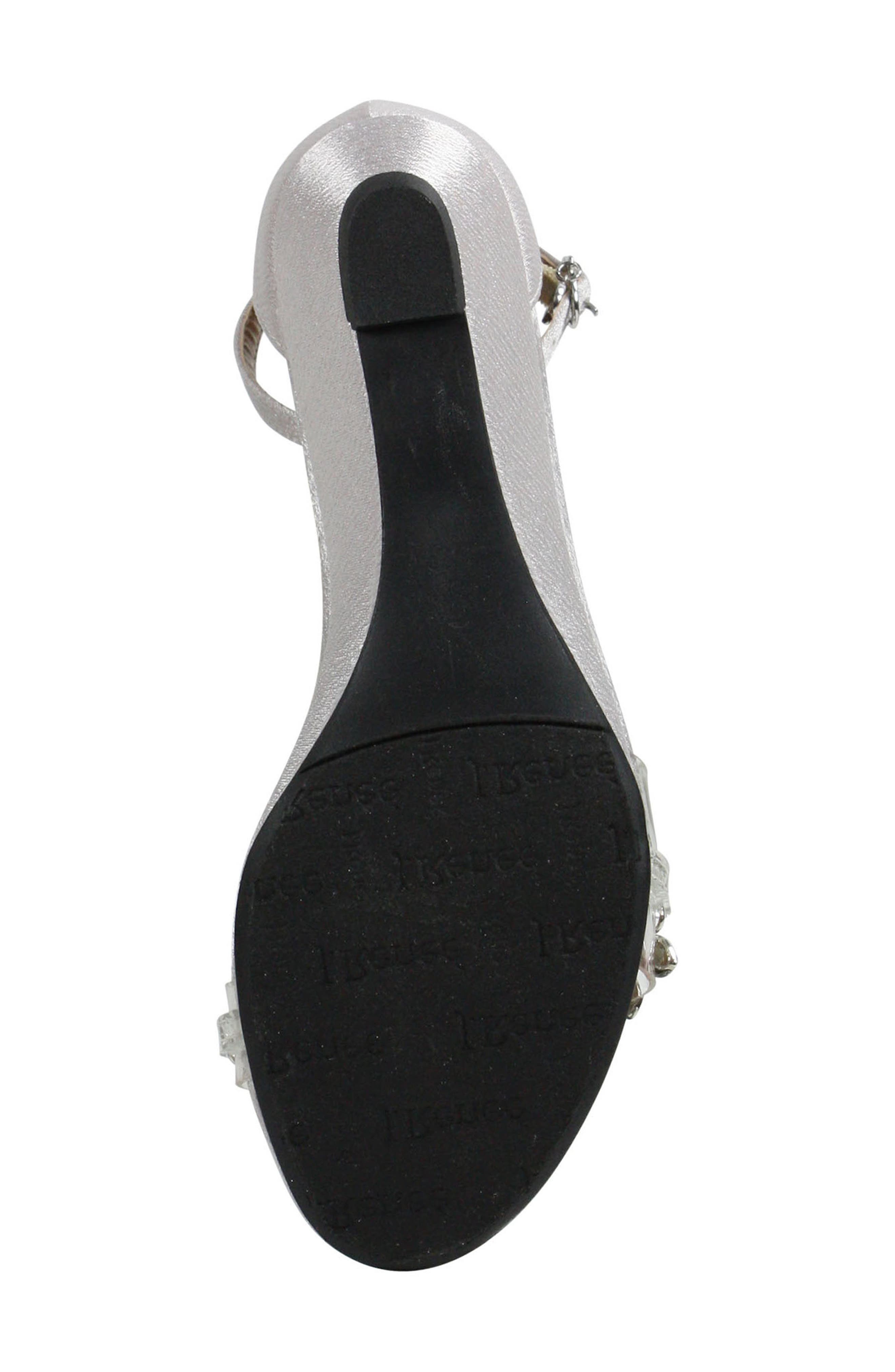 Evania Ankle Strap Sandal, Alternate, color, SILVER FABRIC