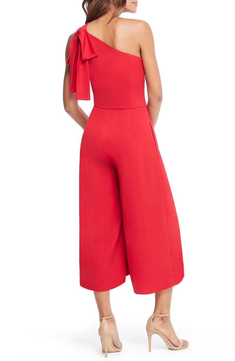 Gal Meets Glam Collection Carmen One-Shoulder Crepe Jumpsuit, Alternate, color,