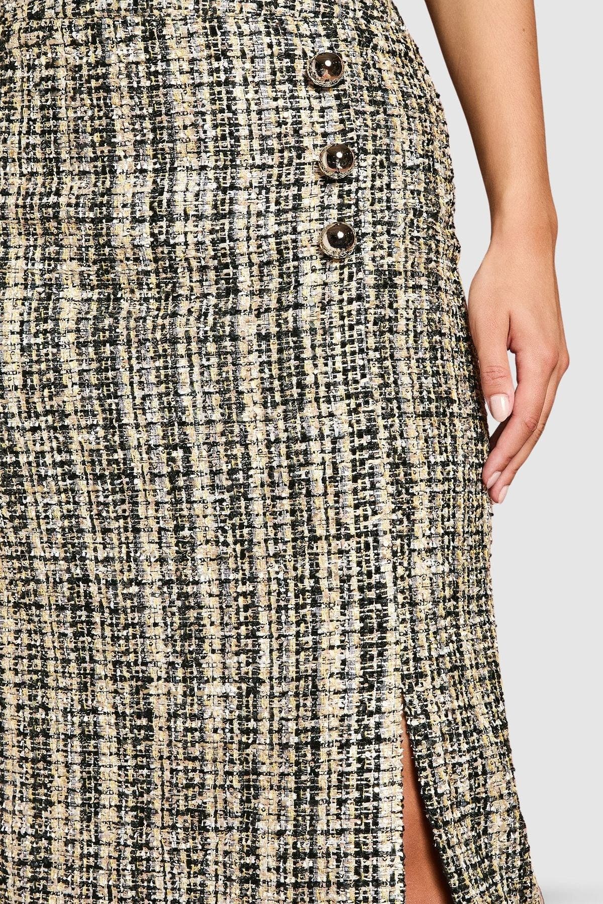 Sequin Tweed Midi Skirt - image 2