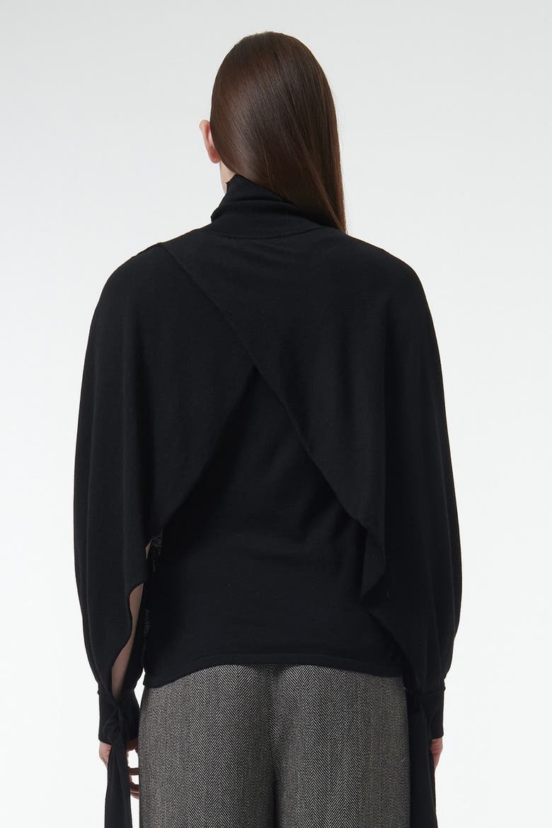 Layered Butterfly Sleeve Knitted Sweater, Alternate, color, Black