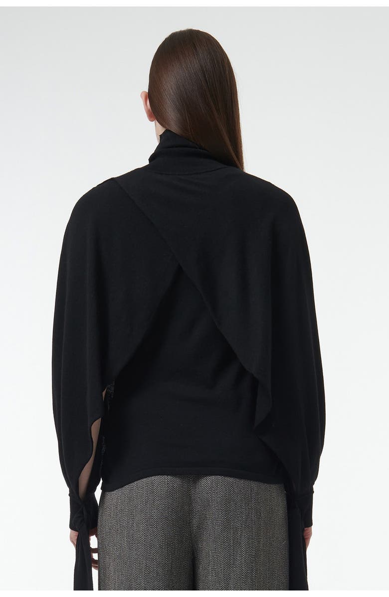 Leem Layered Butterfly Sleeve Knitted Sweater, Alternate, color, Black