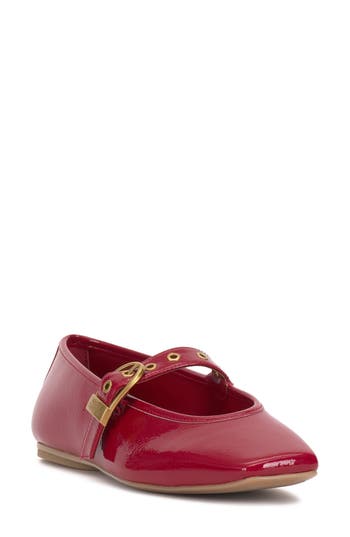 Vince Camuto Vinica Square Toe Mary Jane Flat In Orange