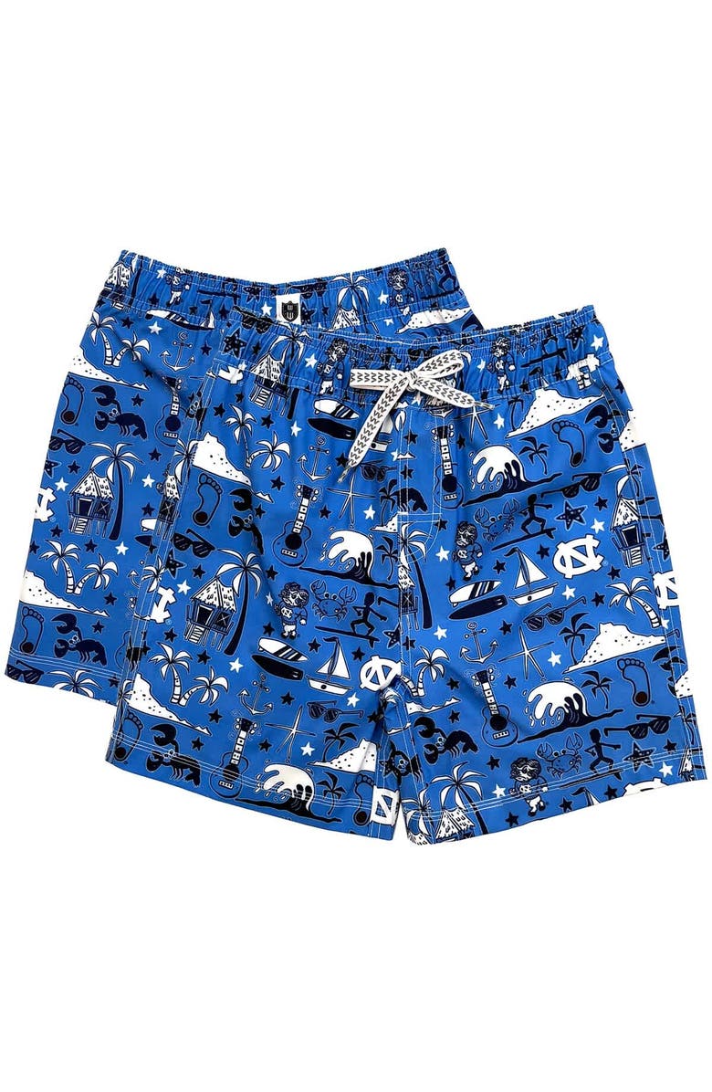 Wes & Willy Youth Wes & Willy Carolina Blue North Carolina Tar Heels Luau Swim Trunks, Main, color, Light Blue