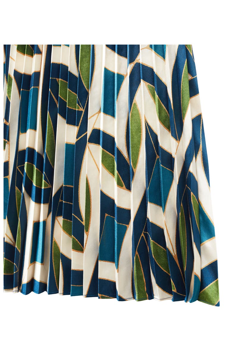 Pleated Print Midi Skirt, Alternate, color, BLUE