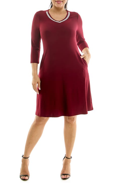 Rhinestone V-Neck Dress