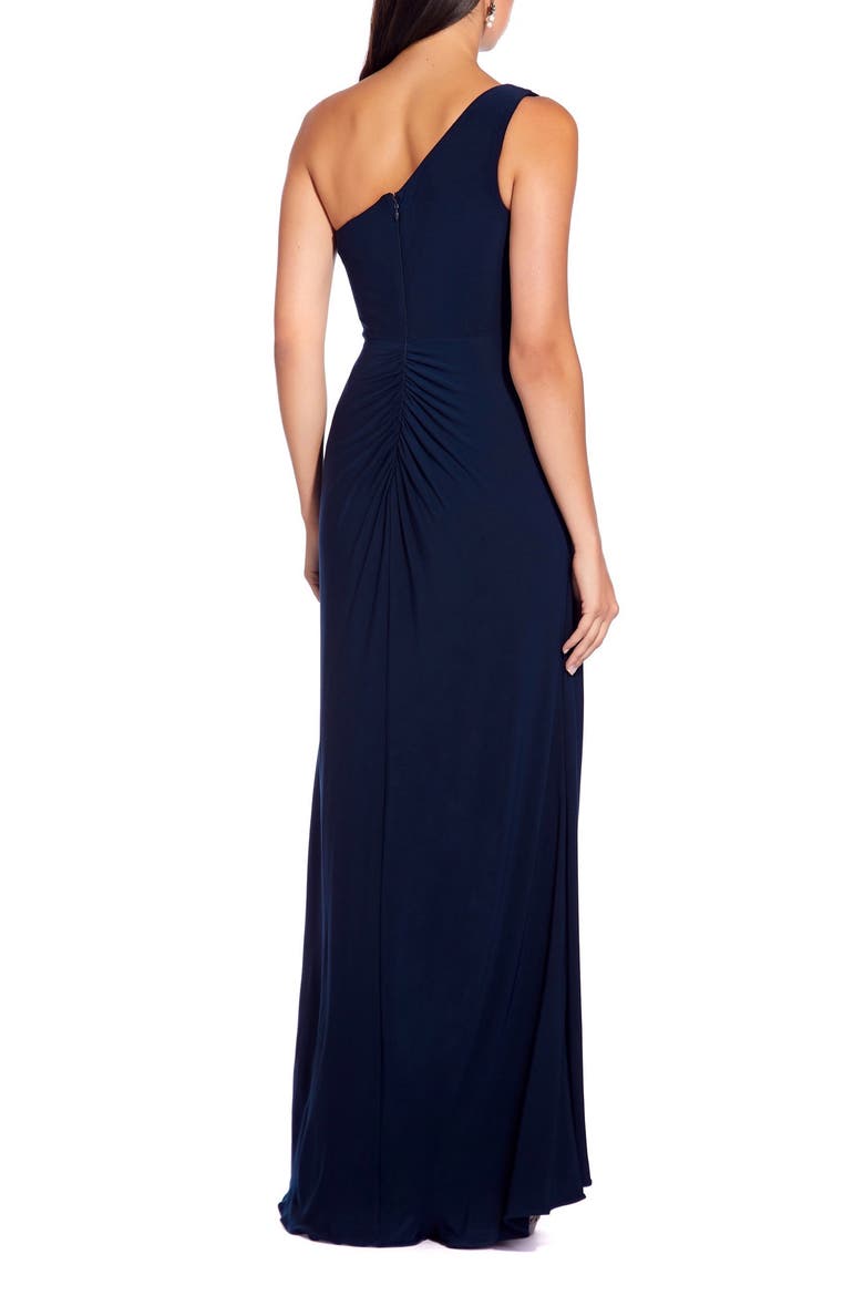 One-Shoulder Jersey Gown, Alternate, color, MIDNIGHT