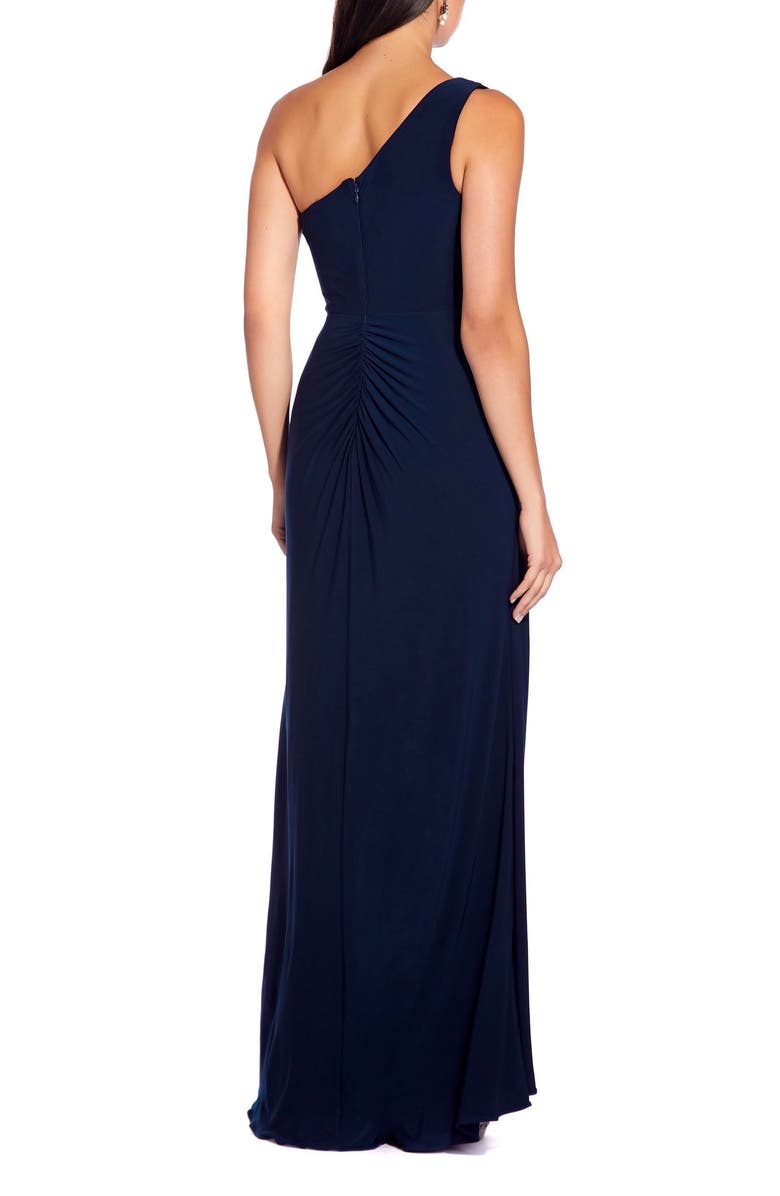 Adrianna Papell One-Shoulder Jersey Gown, Alternate, color, Midnight