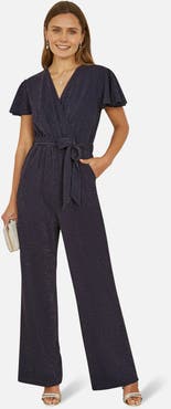 Yumi Sparkle Stretch Wrap Over Jumpsuit