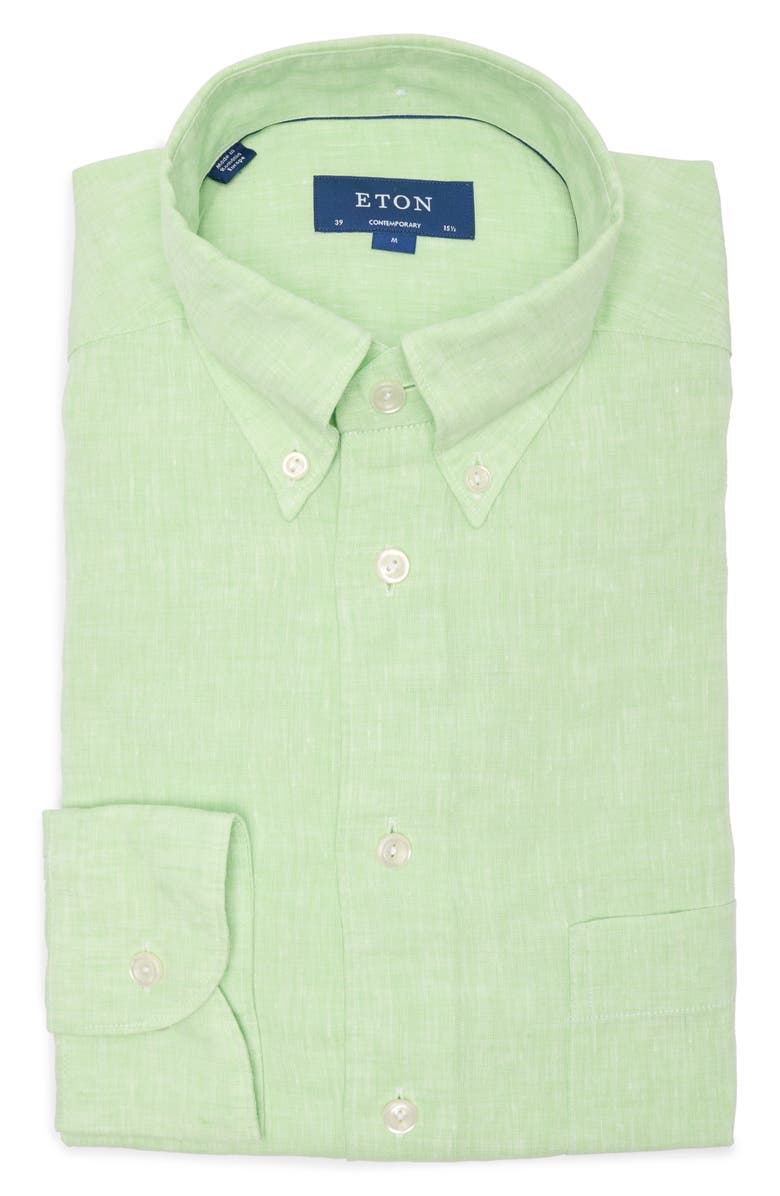 Eton Contemporary Fit Linen Dress Shirt, Alternate, color, 