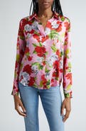 L'AGENCE Tyler Floral Silk Button-Up Shirt