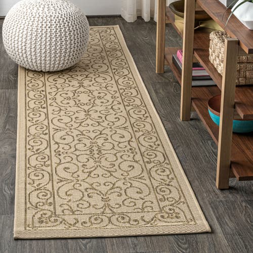 Jonathan Y Charleston Vintage Filigree Textured Weave Indoor/outdoor Area Rug In Beige/brown