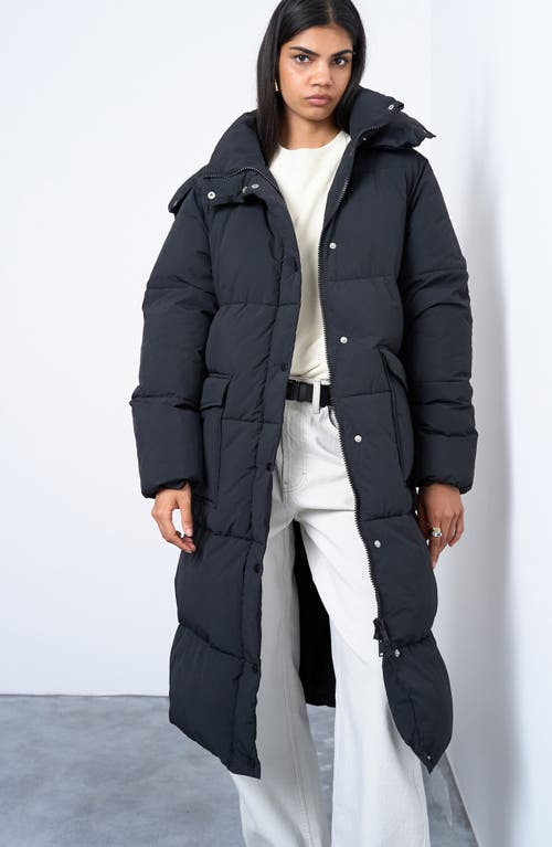 Topshop Longline Quilted Puffer Coat In Black
