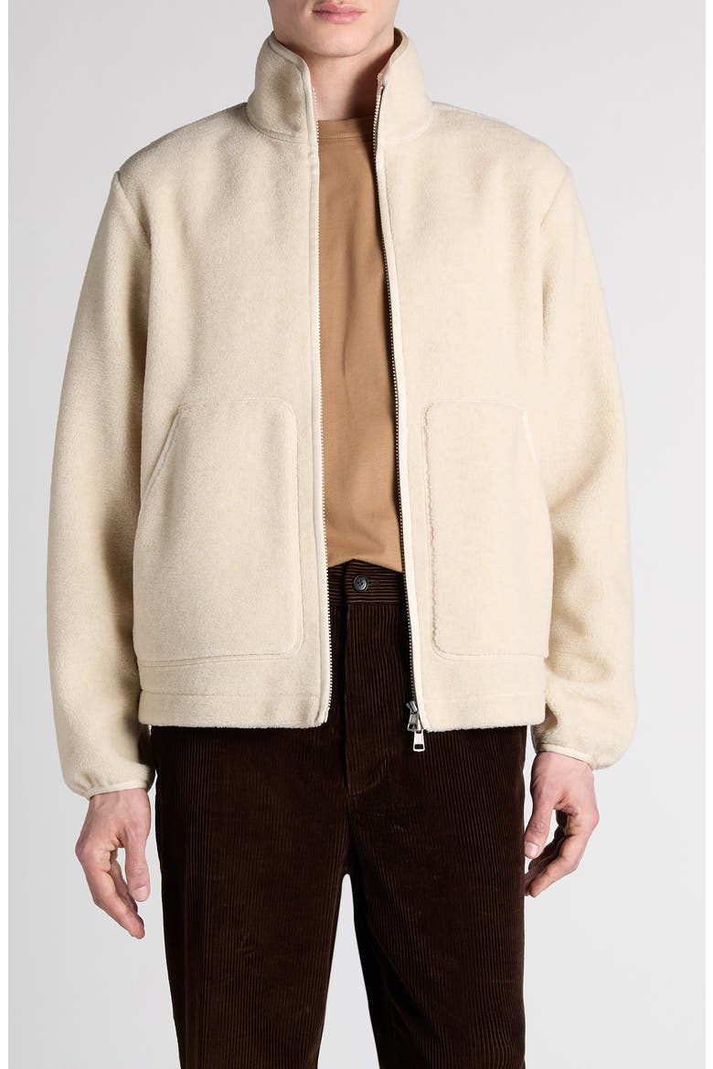 Zip Up Fleece Cardigan, Main, color, BEIGE