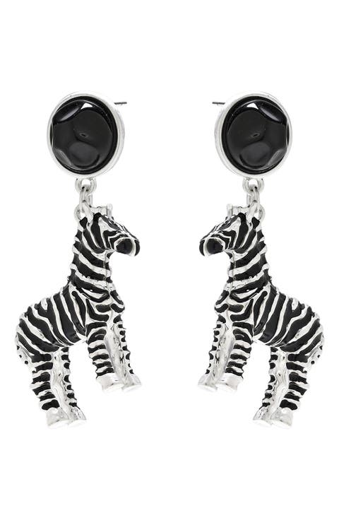 Zebra Drop Earrings