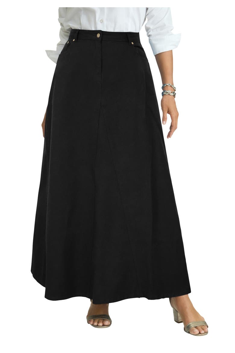 Denim Inset Maxi Skirt, Main, color, BLACK