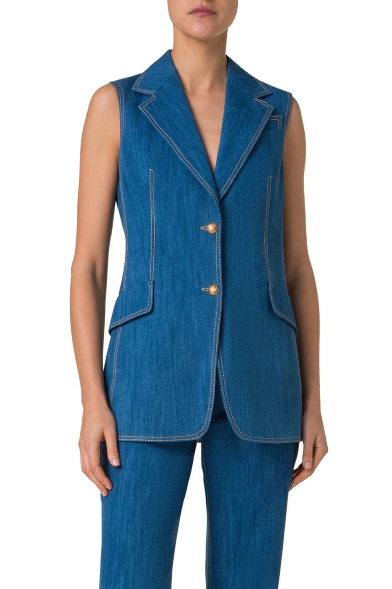 Stretch Denim Vest, Main, color, SKY