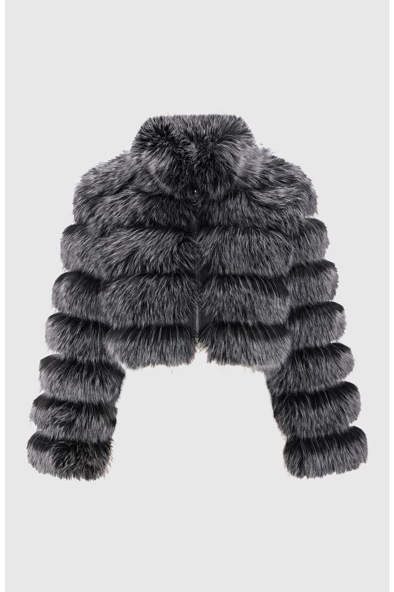 Fur-Free Fox (Faux Fur) Horizontal Bolero, Alternate, color, BLACK SNOWTOP